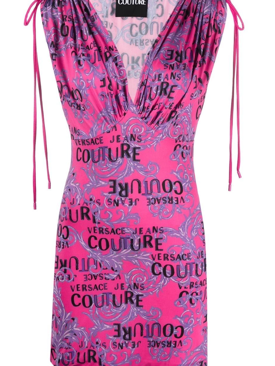 Jeans mini plunge Versace Women Couture dress logo-print 0705